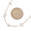Natural Rose Quartz Star & Natural Freshwater Pearl & Brass Link Chain Necklaces NJEW-JN05687-01-3
