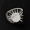 Natural Quartz Crystal Sun & Moon Open Cuff Rings RJEW-K241-01P-02-3