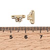 Brass Micro Pave Clear Cubic Zirconia 2-Loop Butterfly Spacer Bars KK-C258-14LG-3
