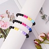 Acrylic Round Beaded Stretch Bracelet for Women BJEW-SW00066-03-4