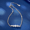 Rhodium Plated 925 Sterling Silver Imitation Pearl Beads Link Bracelets ZE3556-3