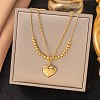 304 Stainless Steel Heart Pendant Necklaces Sets NJEW-H046-02G-1