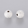 Silver Color Plated Round Textured Beads for Jewelry Making X-EC226-S-2