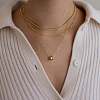 Brass Micro Pave Clear Cubic Zirconia Double Rings Pendant Necklaces FS-WGEFD2F-01-3