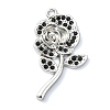 Rack Plating Alloy with Black Rhinestone Pendants FIND-Z051-01P-03-1