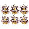 Faceted Round Natural Black Spinel and Glass Beaded Animal Pendants PALLOY-MZ01178-01-1