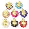Brass Glass Pendants KK-Z101-08G-1
