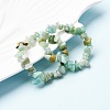 Unisex Chip Natural Flower Amazonite Beaded Stretch Bracelets BJEW-S143-26-10