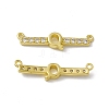 Rack Plating Brass Micro Pave Clear Cubic Zirconia Connector Charms KK-C007-37G-Q-2