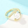 Brass Micro Pave Cubic Zirconia Finger Rings for Women RJEW-D340-02G-03-4