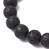 Charka Theme Natural Lava Rock Round Beaded Stretch Bracelets BJEW-JB11136-4