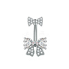 304 Stainless Steel Pave Clear Cubic Zirconia Curved Barbell Belly Rings FS-WG7A03F-03-1