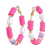 Basketball Wives Style Brass Heishi Beaded Hoop Earrings EJEW-JE04086-04-2
