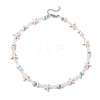 Starfish Synthetic Turquoise & Magnesite & Glass Seed Beaded Necklaces NJEW-JN05306-2