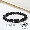 12 Constellations Theme Frosted Black Stone Round Beaded Stretch Bracelets for Women Men WG3EE4F-07-1
