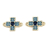 Brass Blue Cubic Zirconia Connector Charms KK-I719-01G-1