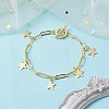 Golden 304 Stainless Steel Charm Bracelets with Brass Paperclip Chains BJEW-JB10031-01-2