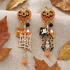 Halloween Alloy Enamel & Rhinestone Stud Dangle Earrings WGDC089-03-2