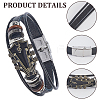 2Pcs 2 Colors Alloy & Leather Cord Bracelets for Men Women BJEW-CL0001-57-7