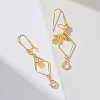 Fashionable Brass Rhombus withHamsa Hand Tassel Hoop Earrings FQ0879-3