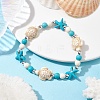 Turtle & Starfish Synthetic Turquoise Beaded Stretch Bracelet BJEW-JB09968-01-2