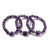 Round & Cat Head Natural Mixed Stone Beaded Stretch Bracelets for Women BJEW-K251-03-2