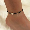 Bohemian Glass Seed Bead & Natural Cowrie Shell Beaded Anklets FS-WG8F2C0-01-1