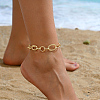 Brass Geometric Foot Chain Fashionable Textured Oval Women's Anklets Unique Foot Jewelry QB4814-2-1