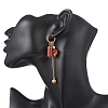 304 Stainless Steel Carnelian Heart Tassel Hoop Earrings EJEW-JE06731-03-2