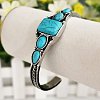 Square Alloy Synthetic Turquoise Cuff Bangles for Women WGCD943-02-2