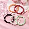 5Pcs 5 Colors Acrylic Curved Tube & Brass Disc Beaded Stretch Bracelet Sets BJEW-JB10826-2