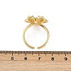 Flower Brass Micro Pave Clear Cubic Zirconia Cuff Rings RJEW-S633-02G-5