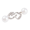 Rack Plating Brass Clear Cubic Zirconia ABS Pearl Earrings EJEW-S219-15P-10-2