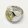 Platinum Tone Iron Stretch Ring Quartz Watches RJEW-R119-14-3