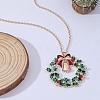 Christmas Wreath & Bell Alloy Rhinestone Pendant Necklaces & Dangle Earrings & Charm Bracelets & Brooch Sets WG06691-09-2