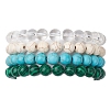 4Pcs Constellation 8mm Round Synthetic Turquoise & Quartz Crystal & Malachite & Magnesite Beaded Stretch Bracelets for Women BJEW-JB10634-1