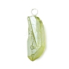 Electroplated Natural Quartz Crystal Pendants PALLOY-JF02797-3