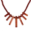Natural Carnelian(Dyed & Heated) Round Beaded Fan Bib Necklaces NJEW-N064-04G-3