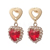 Glass Heart Dangle Stud Earrings EJEW-TA00215-1
