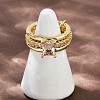 Brass Micro Pave Cubic Zirconia Plain Band Finger Rings for Women RJEW-P160-01E-G-1