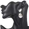 201 Stainless Steel Shell Pearl Flat Round Dangle Stud Earrings EJEW-JE06751-02-2