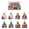 4 Pairs 4 Styles Cattle with Sunflower PU Imitation Leather Cow Tag Dangle Earrings for Women EJEW-TA0001-07-1