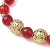 8mm Round Natural Carnelian & 10mm Round Brass Beaded Stretch Bracelets for Women BJEW-JB10557-3