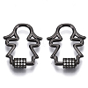 Brass Micro Pave Clear Cubic Zirconia Screw Carabiner Lock Charms ZIRC-T013-07B-NF-1