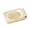 Brass Pave Natural White Shell Religion Rectangle Pendants KK-Q068-32A-G-2