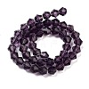 Purple Color Faceted Bicone Glass Beads Strands X-GLAA-S026-6mm-03-4