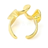 Wave Brass Cuff Rings for Women RJEW-P126-02G-3