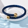 304 Stainless Steel Torque Bangles for Women BJEW-P310-22BL-2