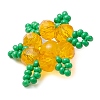 Woven Natural Dyed Malaysia Jade & Glass Seed Beads Snowflake Multi-Strand Links NJEW-MZ00319-02-4