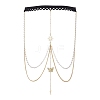 Brass Clear Cubic Zirconia Layered Sun Butterfly Tassel Thigh Leg Chains AJEW-AN00638-2